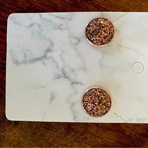 Rose gold druzy 1 cm earrings